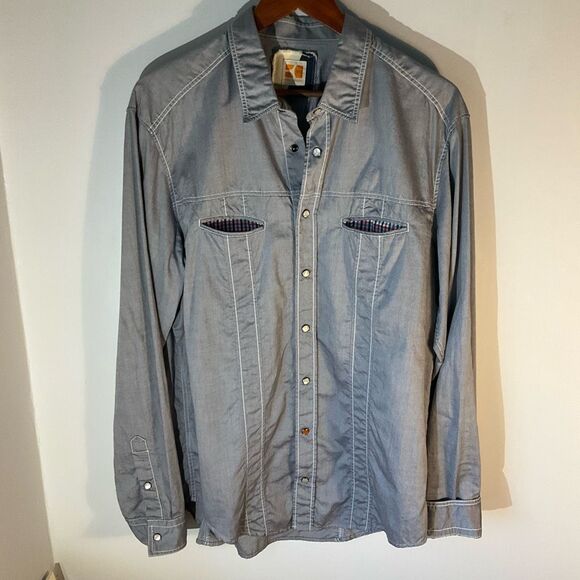 Men’s Hugo Orange Hugo Boss Snap Up Shirt, XL. Grey - Picture 7 of 16